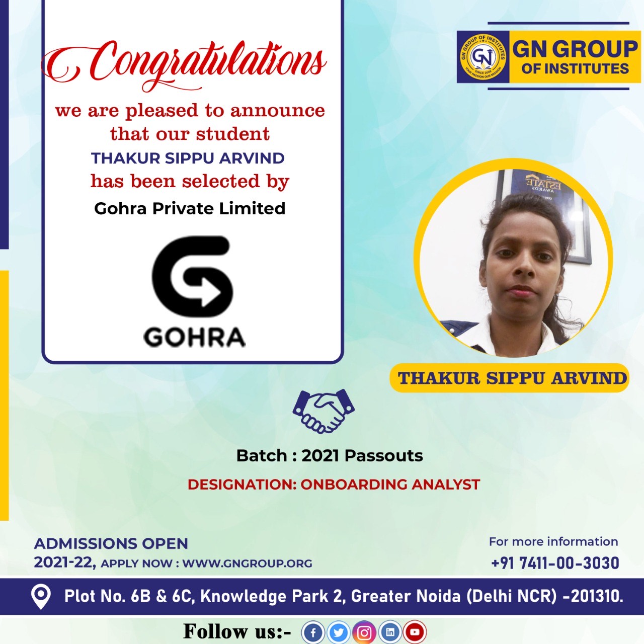 Placed Students - GN Group Greater Noida