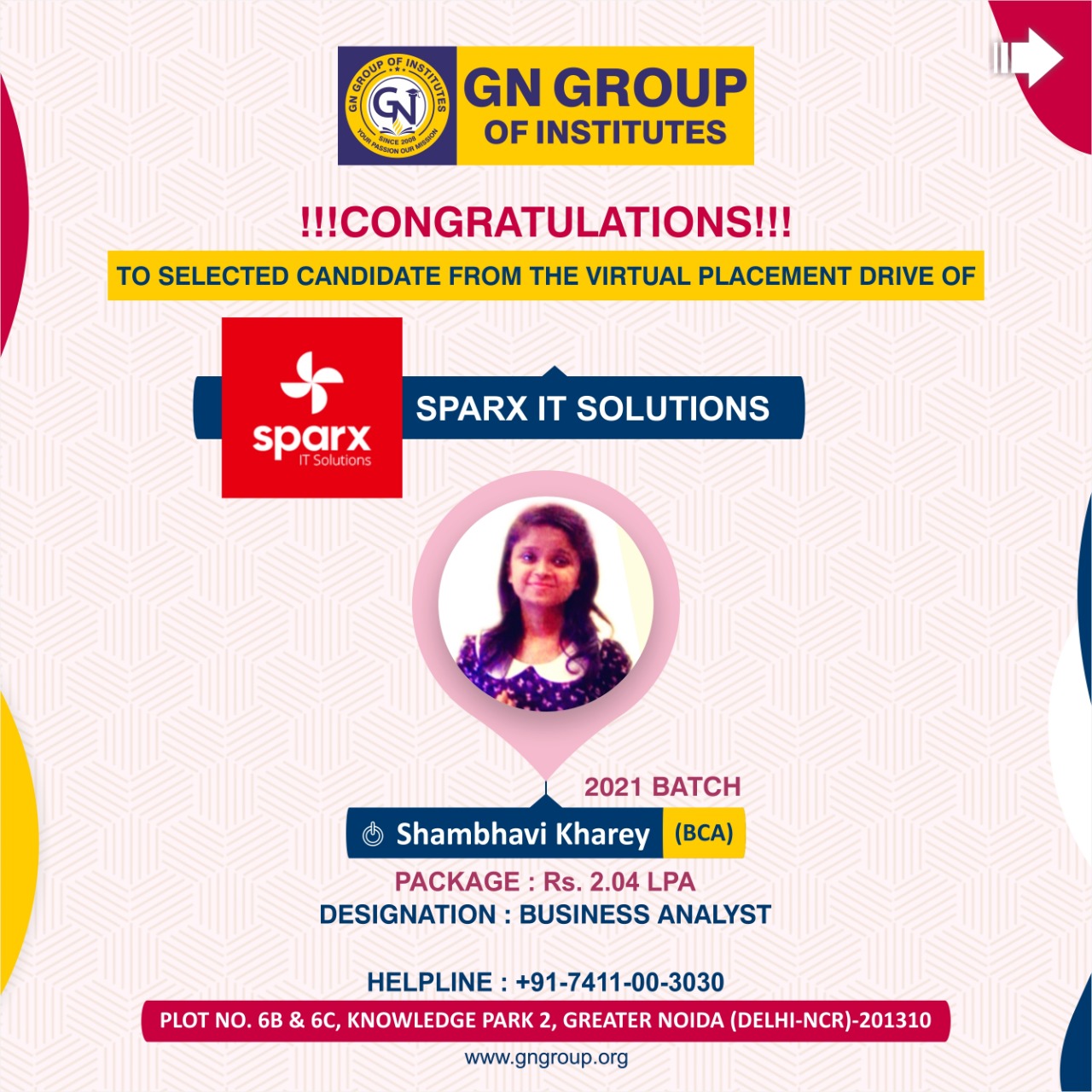 Placed Students - GN Group Greater Noida